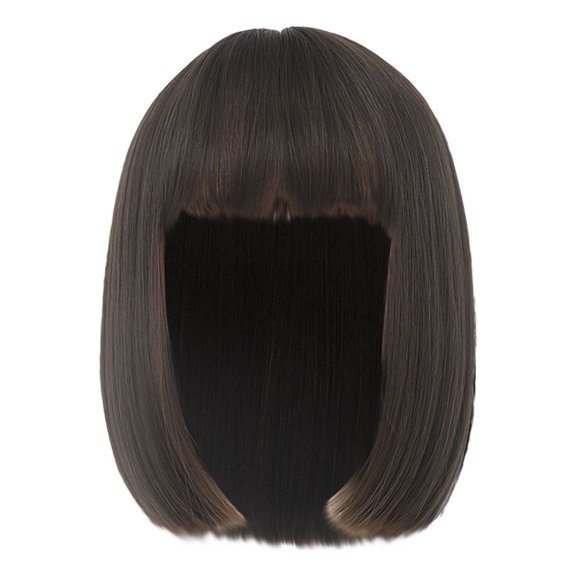 Easter Women'S Short Bob Wig, Cool Brown - Short Head Wig Brown Bangs Straight Hair Wig Natural Fluffy Role Playing Female Short Hair Head A High Temperature Wire Wig St. Patrick'S Day, Wedding, Se