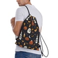 thumbnail image 3 of Drawstring Backpack - halloween spooky fun pumpkins bats Splash Proof Small Drawstring Gym Bag for Women Men, Cinch Sports String Bag Backpack for Travel Swimming Beach, 3 of 8