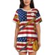 thumbnail image 1 of Fotbe American Flag And Baseball Conjunto de Pijama Estampado para Mujer, 2 Piezas, Ropa de Dormir con Camiseta de Manga Corta y Shorts Suaves-XX-Large, 1 of 6