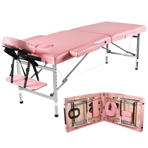 Massage Tables Portable Adjustable Folding Massage Bed, Lightweight Aluminum Esthetician Bed, Tattoo Chair for Client,Tattoo Table for Spa and Beauty Professionals (Pink)