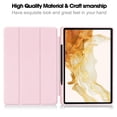 thumbnail image 3 of Allytech Galaxy Tab S10+ Case 12.4" SM-X820 X826B, Trifold Stand Smart Cover Auto Sleep Wake Protective Shockproof With Pencil Holder Slim Cover Case for Samsung Galaxy Tab S10+ Plus 2024 - Pink, 3 of 8