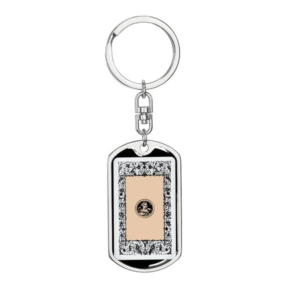 Tarot Card The Back Keychain Dog Tag Stainless Steel or 18k Gold