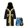 thumbnail image 1 of Fldy Tenues de Boxe pour Garçons, Ensemble Robe à Capuche en Satin Métallique et Shorts, Robe de Fête Déguisement B5 8, 1 of 5