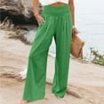thumbnail image 4 of High Waist Pants for Women Solid Color Lightweight Wide Leg Trousers Casual Long Pants with Side Pockets Drawstring Autumn Vacation Fashion Casual Pants, 4 of 5