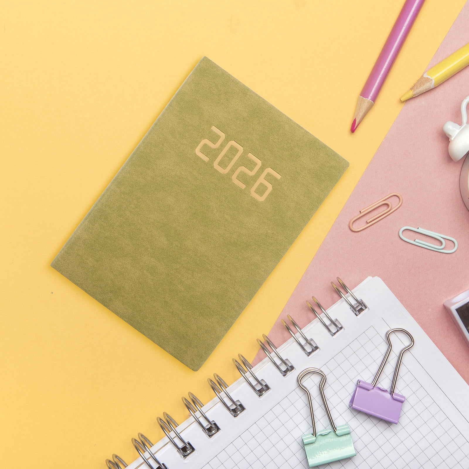 TABLZONE 2026 Daily Planner Notebook in Light Green Portable Organizer with Habit Tracker and Journal for Productivity