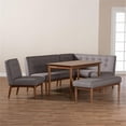 thumbnail image 3 of Bowery Hill Modern Tufted Fabric 5-Piece Wood Dining Nook Set in Gray, 3 of 6