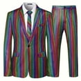 thumbnail image 2 of Men's Sequin Checkered Single Button Disco Party Stage Nightclub Dazzling Performance Suit Set Blazer, 2 of 8