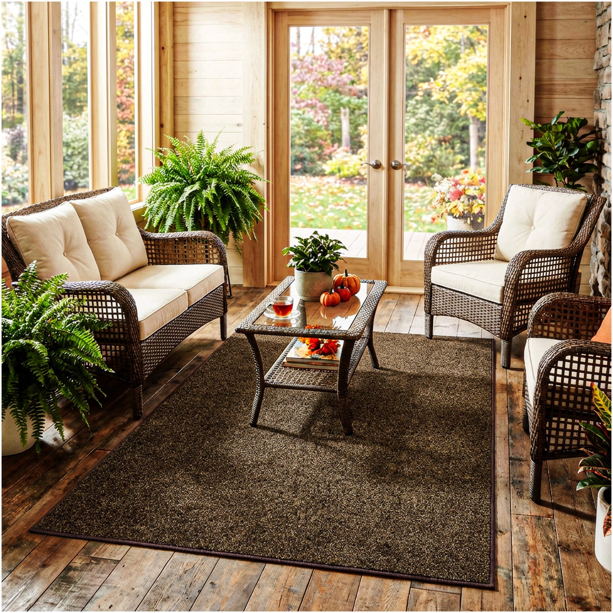 Koeckritz Rugs Grizzly Grass Pecan Brown Indoor/Outdoor Turf Area Rug, 3' x 8'