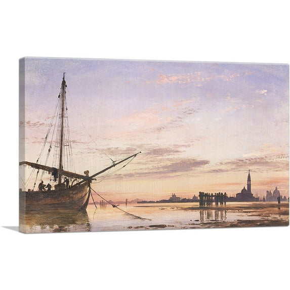 ARTCANVAS View Across The Lagoon - Venice Sunset Canvas Art Print by Edward William Cooke - Size: 12" x 8" (0.75" Deep)