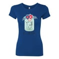 thumbnail image 2 of Wild Bobby, Y'all Is Not Word It's A Word Southern Artsy Jar with Flowers Pop Culture Womens Slim Fit Junior Tee, Royal, Small, 2 of 3