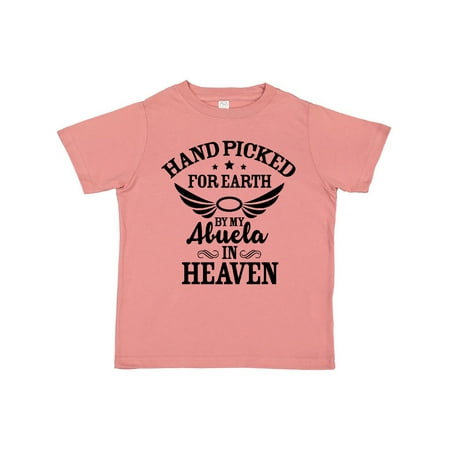 

Inktastic Handpicked for Earth by My Abuela in Heaven with Angel Wings Gift Toddler Boy or Toddler Girl T-Shirt
