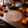thumbnail image 5 of SLYNSHome Halloween Table Decor Round Lace Placemats,Rose Gold PVC Hollow Out Heat Resistant Non-Slip Table Mats, Waterproof Oil Proof Washable Dining Party Supplies, 5 of 6