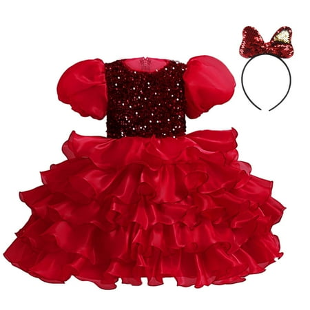 

Penkiiy Children s Dress Girl Sleeveless Princess Dress Sequin Mesh Dress Tufted Dress Dresses for Toddler Girls 6-7 Years Wine On Sale