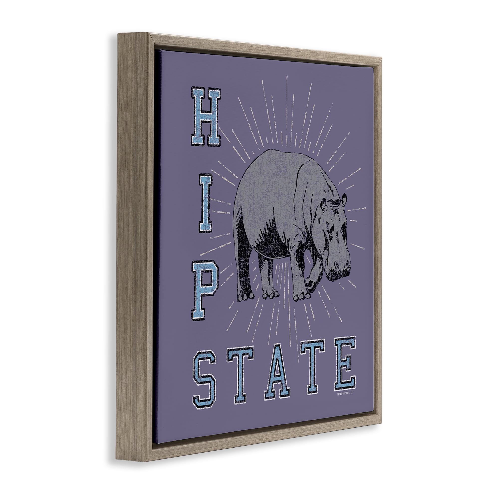 Stupell Industries Vintage Hippo State Novelty & Humor Painting Brown Floater Framed Canvas Art Print Wall Art, 25 x 25
