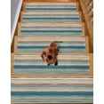 thumbnail image 2 of Bohemian Teal Stair Treads Non Slip for Steps Brown Stripe Retro Wave Line 10 Pcs Reusable Adhesive Stair Runner Mats for Dogs Elders Carpet Treads Rugs for Staircase 8x30 In, 2 of 7