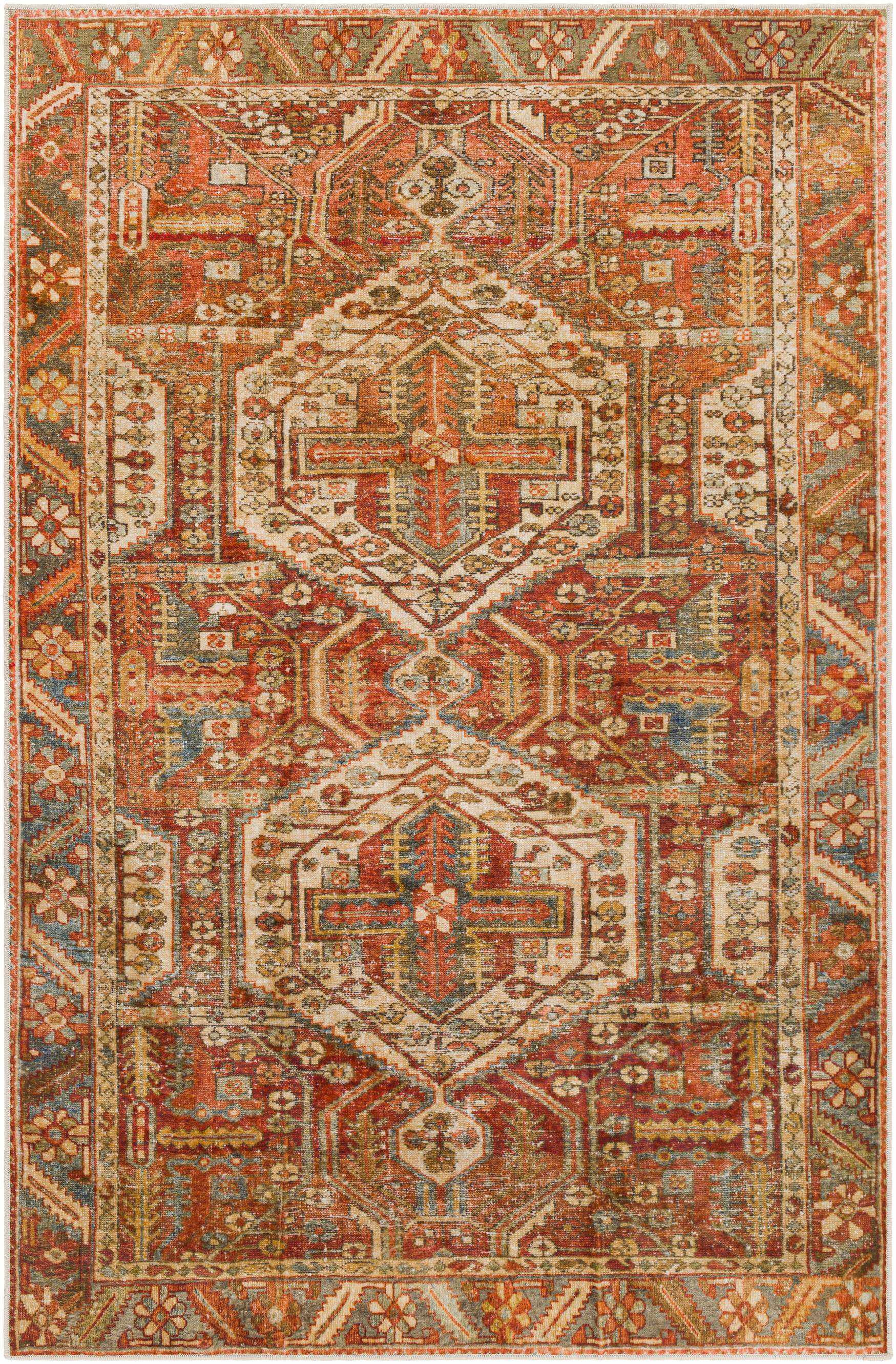 Mark&Day Washable Area Rugs, 2x3 St David Global Burnt Orange Area Rug