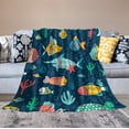 thumbnail image 2 of Ocean Fish Blanket Ocean Animals Gifts for Girls Women Ocean Animal Throw Blanket for Kids Adults Soft Warm Cozy Fleece Blanket for Couch Sofa \u200bBed 40"x50", 2 of 6