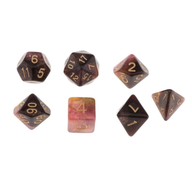 Juego de 7 dados de metal, dados de plástico, dados de dragones y mazmorras, dados poliédricos para dados de dragones y mazmorras Rpg Rosado morado Baoblaze Juegos de dados poliédricos