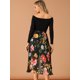 thumbnail image 5 of Allegra K Falda Floral Midi De Gasa Lúrex Con Cintura Elástica Y Dobladillo Alto Y Bajo Para Mujer Negro S, 5 of 6