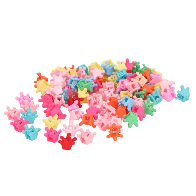 Clips 100 Pcs Mini Couronne Pinces à Cheveux Colorées Dessin Animé Forte Tenue Accessoires pour Bébé