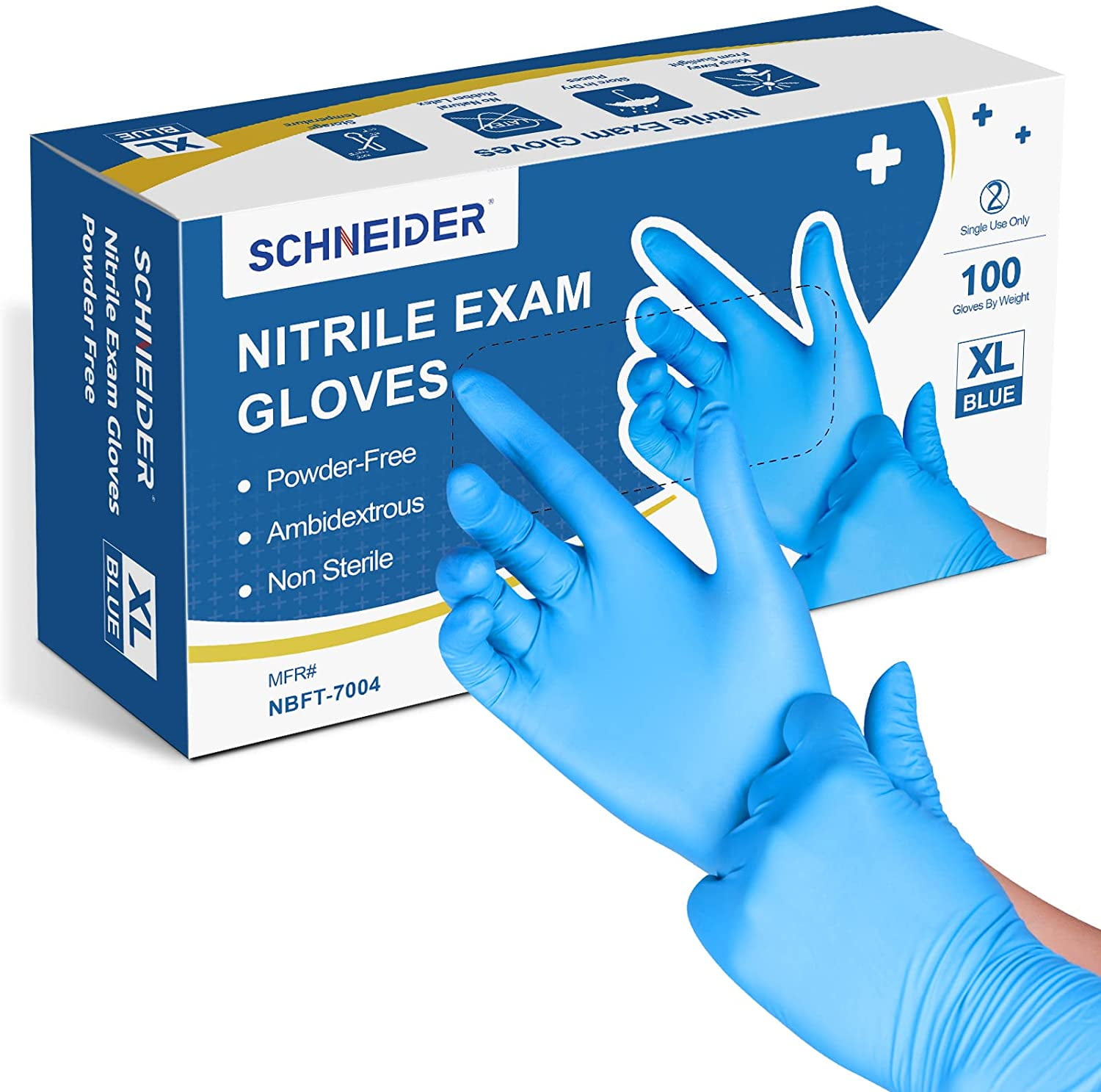 Large Non-Powdered Blue Free P&P on All Products 2 x 100 x Nitrile Disposable Gloves 