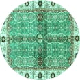 thumbnail image 1 of Ahgly Company Indoor Round Oriental Turquoise Blue Traditional Area Rugs, 4' Round, 1 of 4