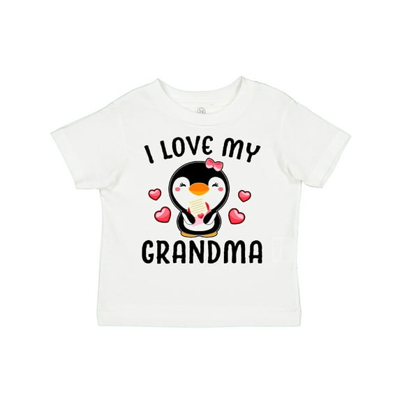 Inktastic I Love My Grandma with Cute Penguin and Hearts Girls Toddler T-Shirt