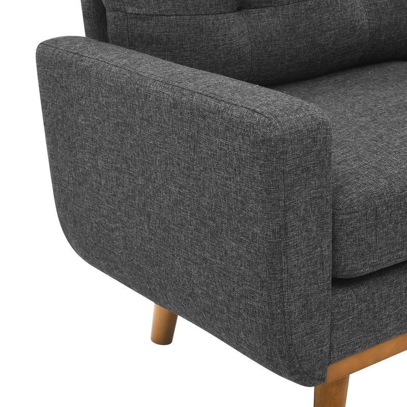Timbernest 67.7" Loveseat, Mid-Century Loveseat Sofa Couch with Wooden Legs, Dark Gray Tufted Upholstery