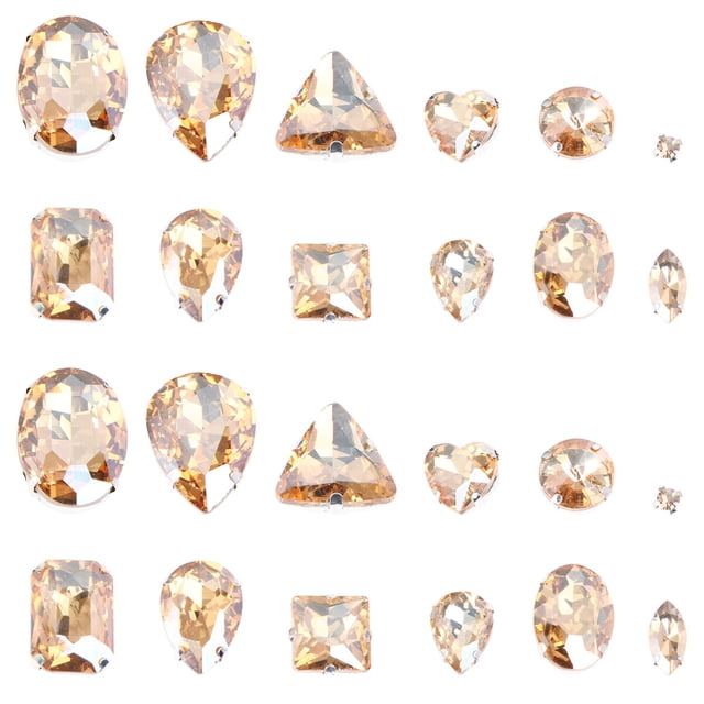 50pcs Crystal Claw Glass Rhinestones DIY Sewing Rhinestones Water Drop Sew On Claw Rhinestones Teardrop with Siliver Flat Base for Garment (Golden, Mixed Style)