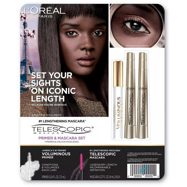 L'Oreal Paris Telescopic Blackest Black Mascara + Voluminous Primer Kit