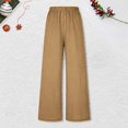 thumbnail image 5 of Arlun Womens Wide Leg Flowy Drawstring Palazzo Linen Pants Summer Beach Casual Elastic High Waisted Loose Trousers Soft Lightweight Breathable Leisure Pant Khaki XXL, 5 of 5
