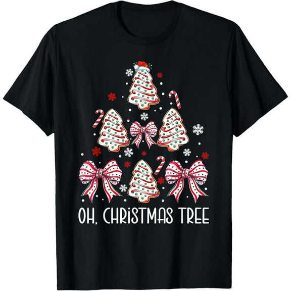 Premium model-Unisex-100% cotton-Oh Christmas Tree Cakes Debbie Becky Jen Cake Lovers Xmas T-Shirt
