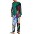 thumbnail image 6 of Iris Floral Art Print Unisex Adult Onesie Pajamas with Pockets for Women Men Hooded Loungewear, 6 of 8