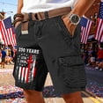 thumbnail image 2 of VeFlora 250th Anniversary USA Cargo Shorts Distressed 1776-2026 Design Patriotic American Flag Print (Black/XXXL), 2 of 4