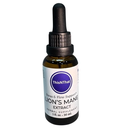 ThisNThat Organic Lion’s Mane Herbal Glycerin Extract, Gluten, Sugar & Alcohol Free, Vegan, Non GMO Tincture for Nervous & Immune System Support, 1 oz
