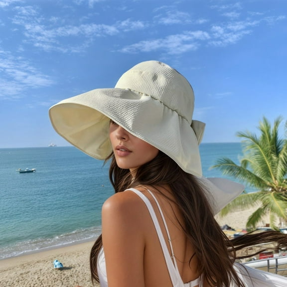 HAIJIE party hats for adults Sun Hats For Women Men Summer Wide Brim Beach Hat Outdoor Travel Casual Sun Comfortable Lightweight Roll up Visor Mens Hat with Cord Hiking Hut Women Hat Travel Beach Hat