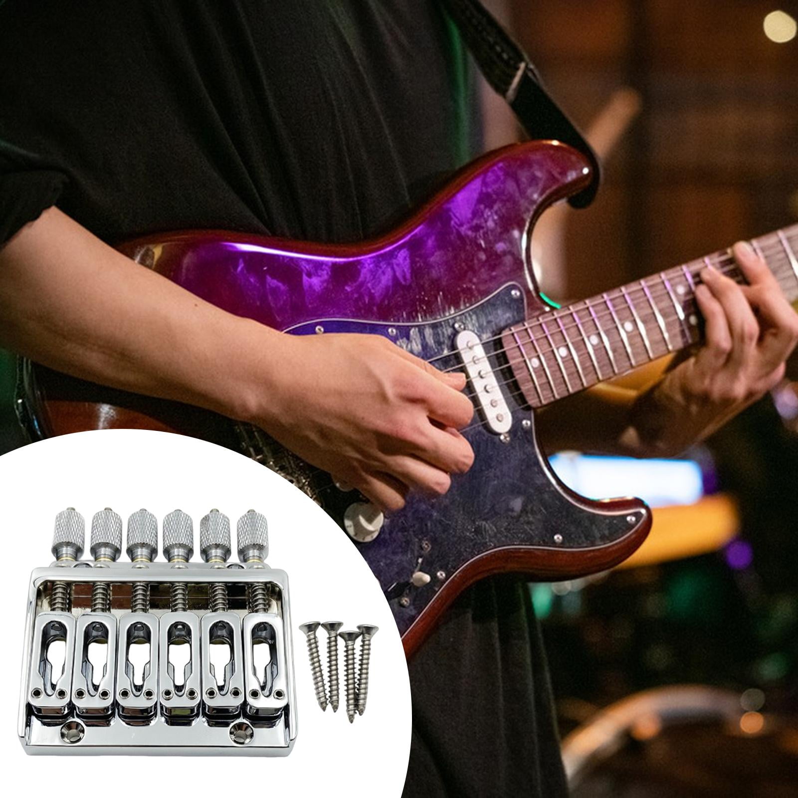 Guitar Bridge Tailpiece Headless Electric Replacement Easy Install Zinc Alloy for DIY 6 String Electric Models