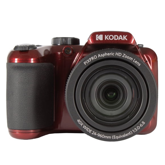KODAK Pixpro Astro Zoom AZ405 Digital Camera Bridge, X40 Zoom, 24 mm Wide Angle, 20 Megapixels, LCD 3, Full HD 1080p Video, OIS, AA Battery - Red