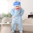 thumbnail image 3 of Funny Big Mouth Monster Onesie - Soft Plush Animal Cosplay Pajamas with Pink Hair Comb for Halloween, Loungewear & Party Costume (Sky Blue-L), 3 of 9