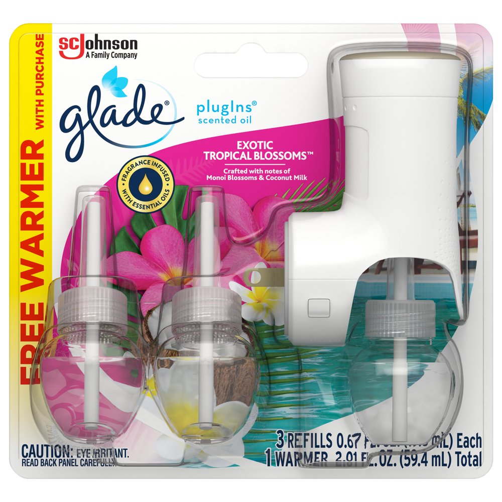 Glade PlugIns 1 Warmer + 3 CT Refill Starter Kit, Exotic Tropical