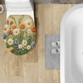 thumbnail image 4 of ZIATUBLE Flower Toilet Lid Seat Cover Elongated Toilet Cover Protector Universal Toilet Lid Covers for Bathroom Decoraction with Elastic Band Toilet Top Lid Cover, 4 of 6