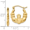 thumbnail image 5 of 14K Yellow Gold Polished And Satin Claddagh Hoop Earrings (10 X 3) Made In Indonesia te419, 5 of 6