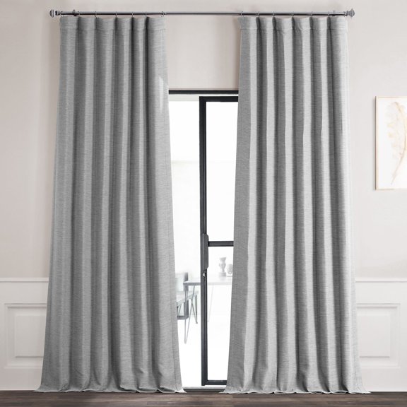 Half Price Drapes Vista Grey Bellino Textured Faux Linen Room Darkening Curtains For Bedroom & Living Room Curtains(1 Panel), Curtains 108 Inches Long, 50W X 108L