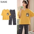 thumbnail image 4 of SUKAE-ropa de dormir de dos piezas para mujer, pijama de tiras de talla grande, minimalista, Kawaii, rosa, para adolescentes, verano, M-5XL, 4 of 4