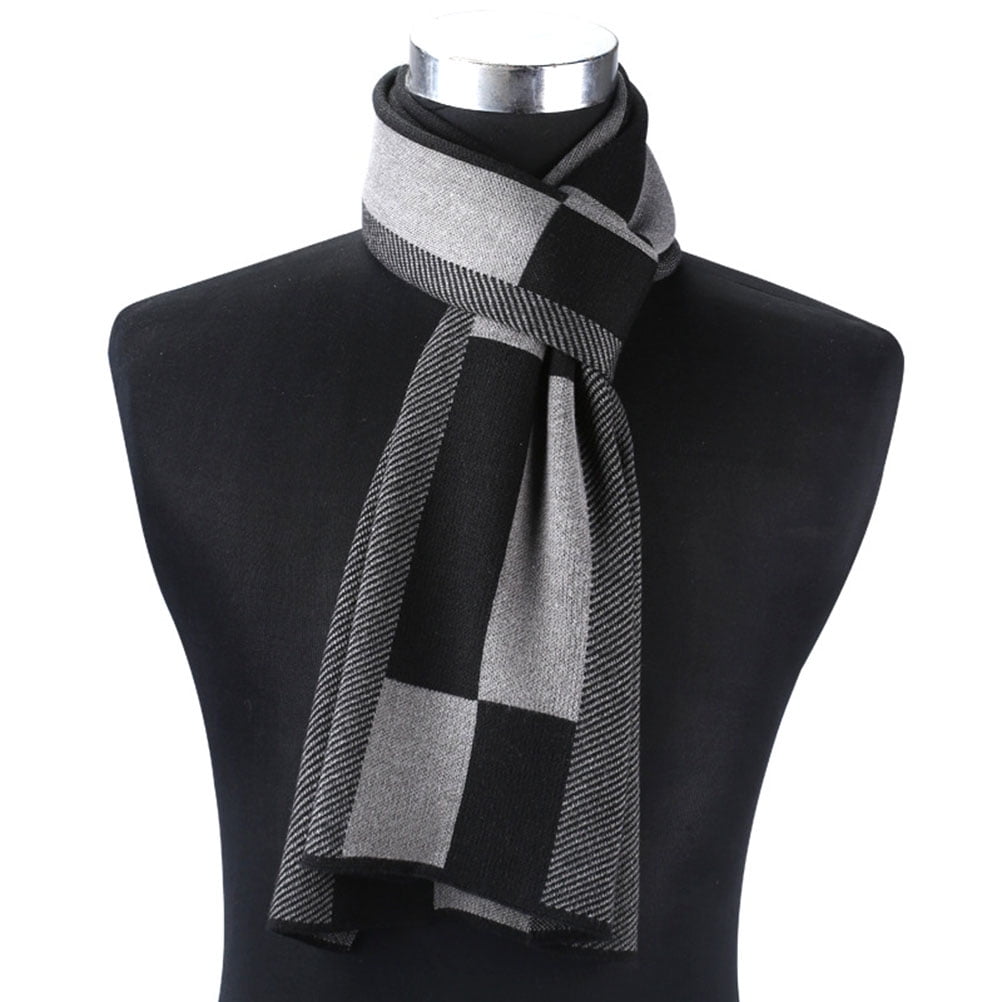HOMEMAXS Men's Winter Soft SlantPlaid Scarves Cashmere Winter Neck