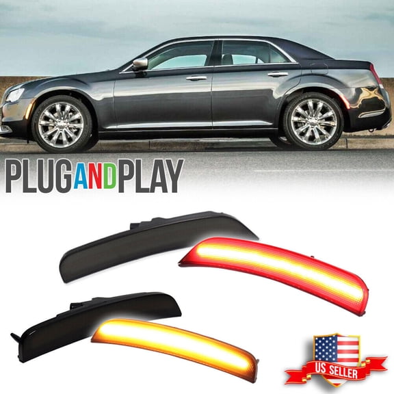 GTINTHEBOX For 2015-2023 Chrysler 300 Smoked LED Side Marker Light Front Rear Lamps 4PCS