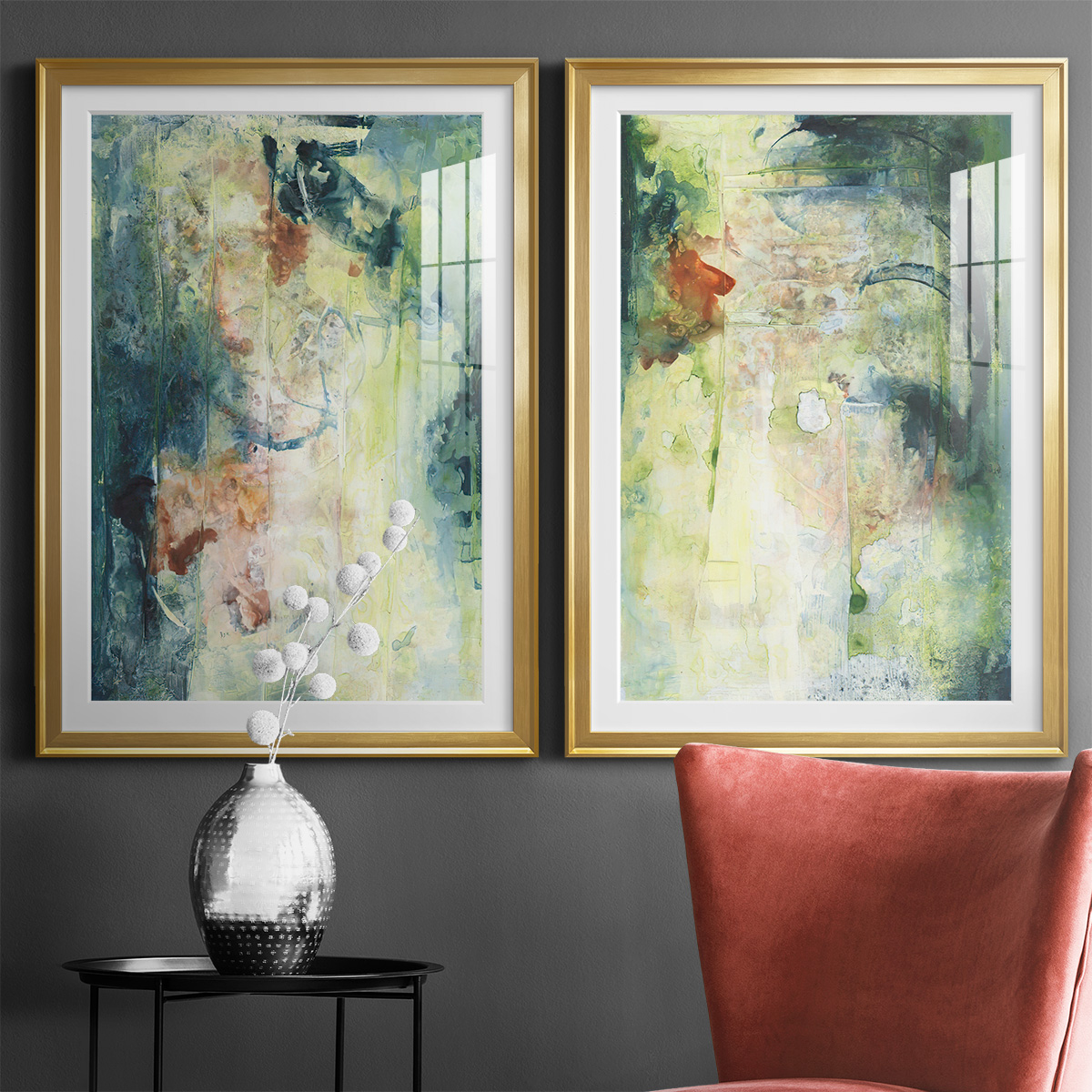 Wexford Home Nature's Elements I Premium Framed Print, 18.5" x 24.5" - Ready to Hang, Gold (Set of 2)