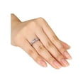 thumbnail image 3 of 1.20 Carat (Ctw) Morganite & Lab-Created White Sapphire Three Stone Ring with Diamonds in 10K Rose Pink Gold, 3 of 4
