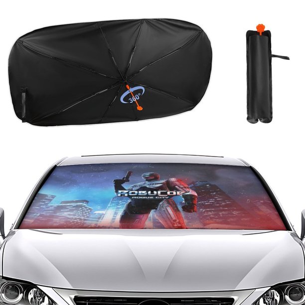 RoboCop Sombrilla Solar para Auto - Protector de Parabrisas Plegable | Cortina Solar Delantero | Bloqueo UV y Aislamiento de Calor 133x73cm