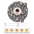 thumbnail image 6 of 15 Inch Round Placemats Set of 6, Grey Paisley Non Slip Heat Insulation PP Table Mats, Ethnic Vintage Floral Botanical Abstract Washable Place Mats for Kitchen Dining Party Table Decor, 6 of 7